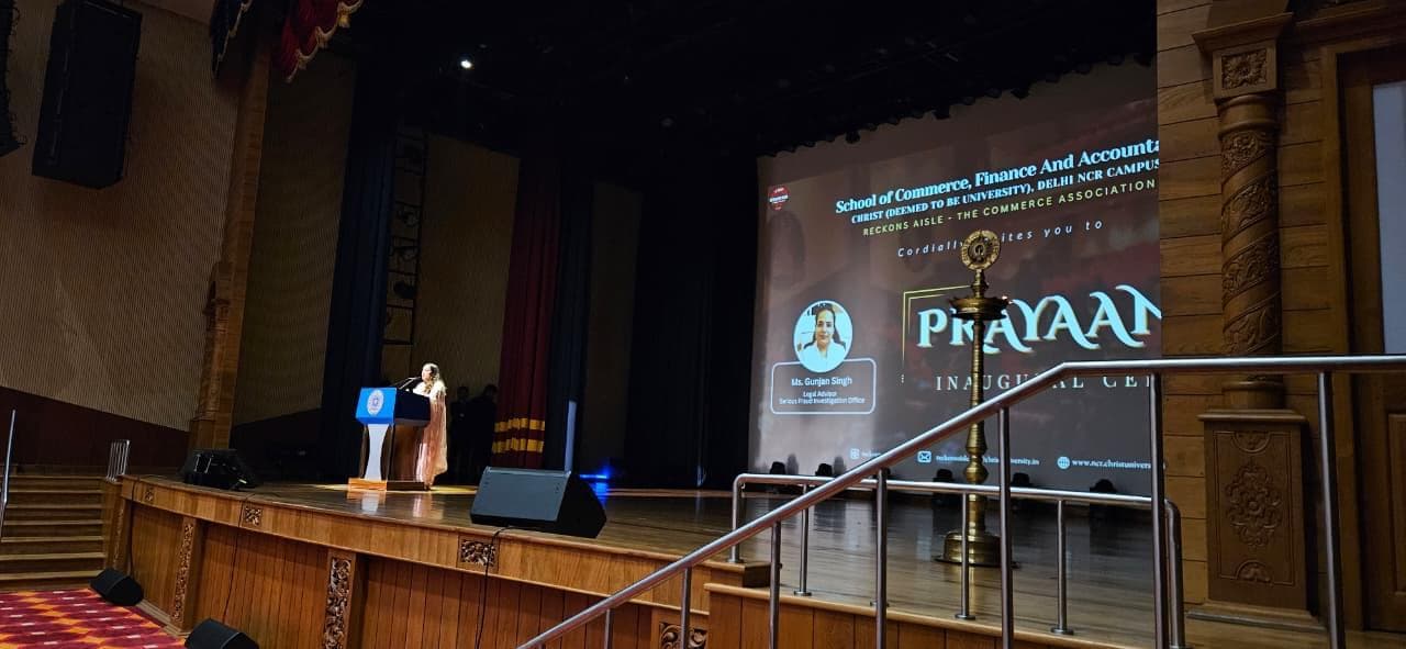 Gunjan Singh addressing the audience at the Prayaan '25 inaugural ceremony